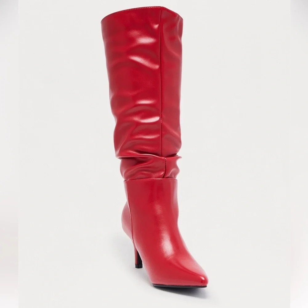 Fashion Nova Elegant Red Knee-High Women's Boots - Picture 4 of 4